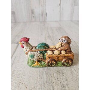Edelweiss rabbit chicken rooster carriage Easter figurine statue shabby chic uni